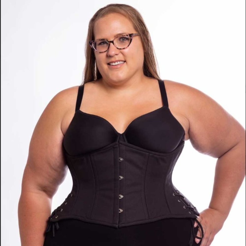 Plus Size Cotton Hourglass Curve Standard Underbust Corset with Hip Ties : CS-42